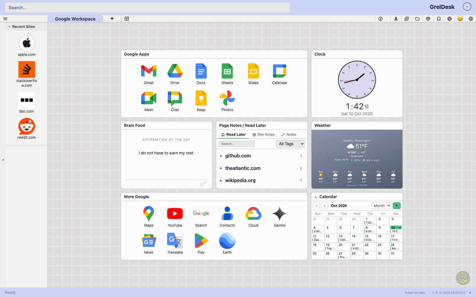 Google Workspace tab