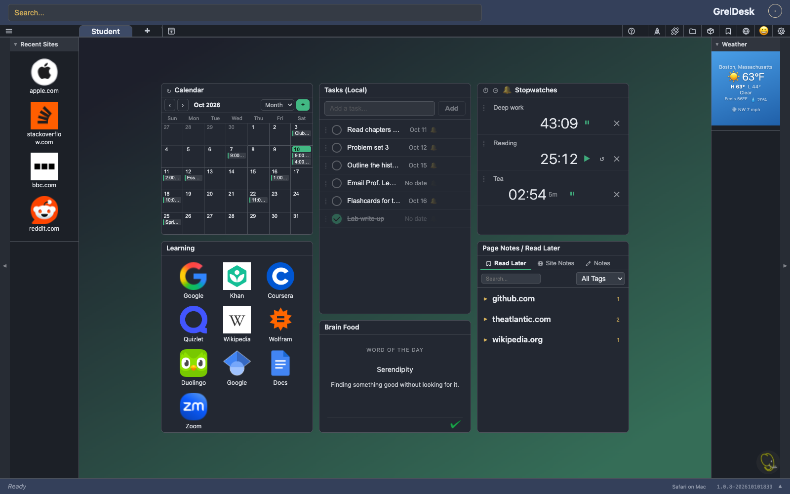 Student tab