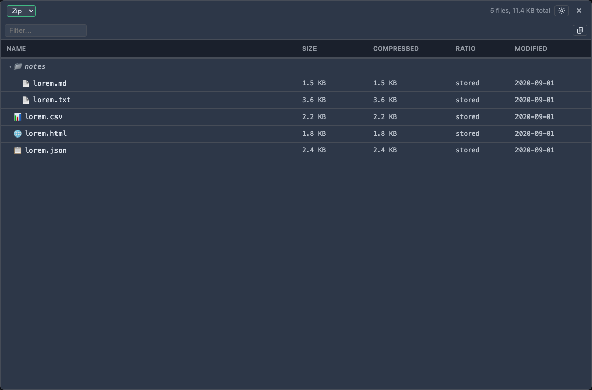 Zip viewer